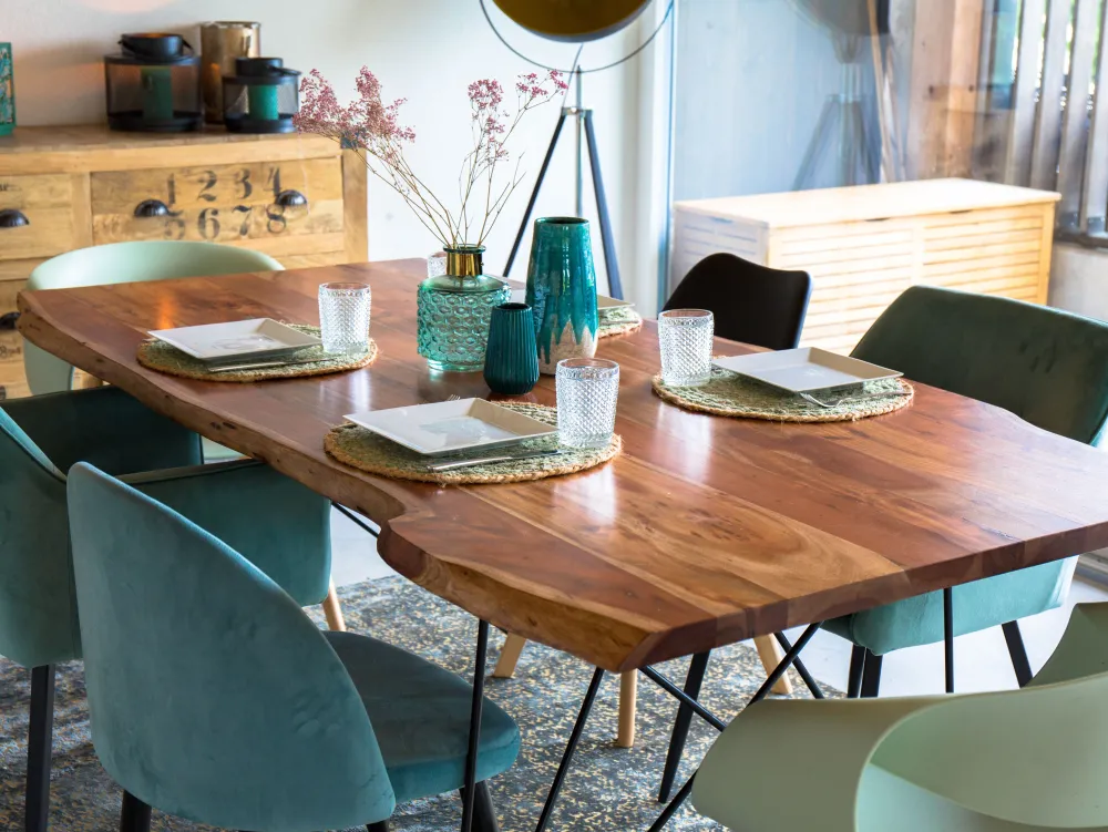 Discount Beliani Ruokapoyta Akaasia Tumma Puu/Musta 200 X 100 Cm Mumbai