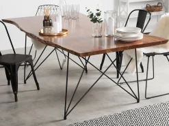 Discount Beliani Ruokapoyta Akaasia Tumma Puu/Musta 200 X 100 Cm Mumbai