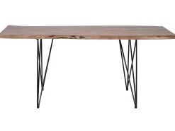 Discount Beliani Ruokapoyta Akaasia Tumma Puu/Musta 200 X 100 Cm Mumbai