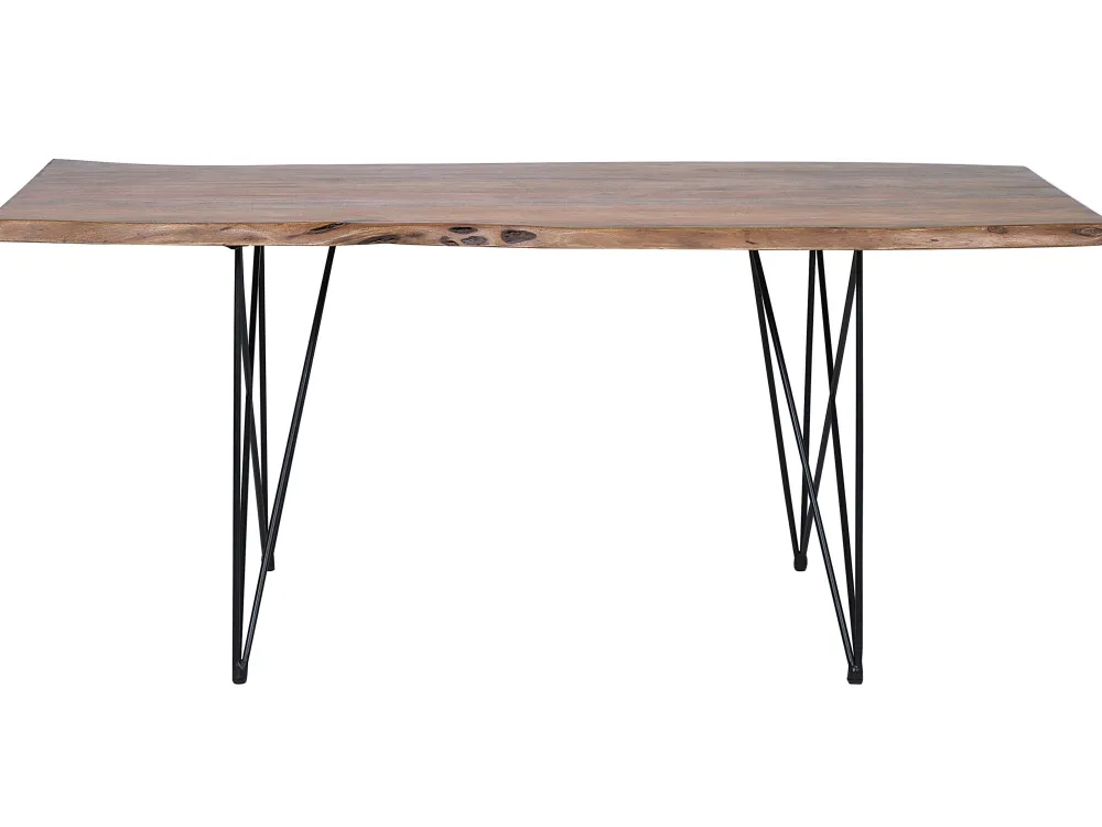 Discount Beliani Ruokapoyta Akaasia Tumma Puu/Musta 200 X 100 Cm Mumbai