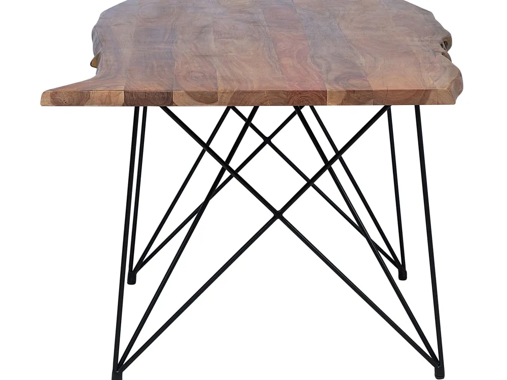 Discount Beliani Ruokapoyta Akaasia Tumma Puu/Musta 200 X 100 Cm Mumbai