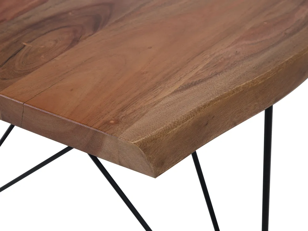 Discount Beliani Ruokapoyta Akaasia Tumma Puu/Musta 200 X 100 Cm Mumbai