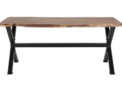 Pöydät<Beliani Ruokapoyta Akaasia Vaalea Puu/Musta 200 X 95 Cm Valbo