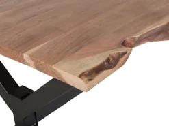 Pöydät<Beliani Ruokapoyta Akaasia Vaalea Puu/Musta 200 X 95 Cm Valbo