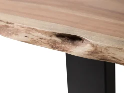 Pöydät<Beliani Ruokapoyta Akaasia Vaalea Puu/Musta 200 X 95 Cm Valbo