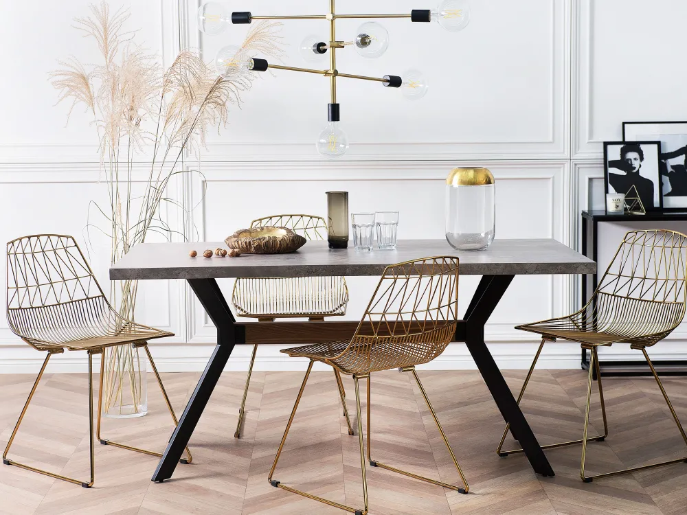 Cheap Beliani Ruokapoyta Harmaa/Musta 160 X 90 Cm Benson