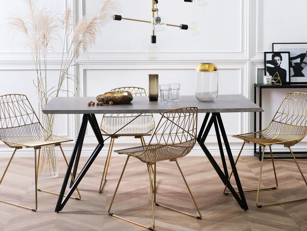 Pöydät<Beliani Ruokapoyta Harmaa/Musta 160 X 90 Cm Buscot