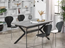 Pöydät<Beliani Ruokapoyta Jatkettava Harmaa/Musta 140/180 X 80 Cm Benson