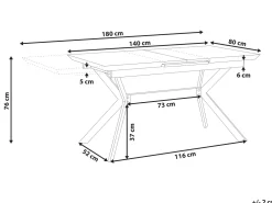 Pöydät<Beliani Ruokapoyta Jatkettava Harmaa/Musta 140/180 X 80 Cm Benson