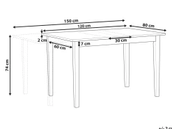 Pöydät<Beliani Ruokapoyta Jatkettava Kumipuu Vaalea Puu/Valkoinen 120/150 X 75 Cm Houston