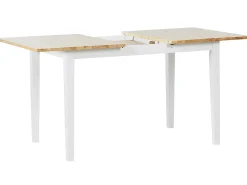 Pöydät<Beliani Ruokapoyta Jatkettava Kumipuu Vaalea Puu/Valkoinen 120/150 X 75 Cm Houston