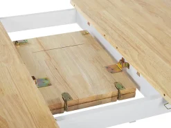 Pöydät<Beliani Ruokapoyta Jatkettava Kumipuu Vaalea Puu/Valkoinen 120/150 X 75 Cm Houston