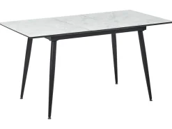 Pöydät<Beliani Ruokapoyta Jatkettava Marmorikuvio Valkoinen/Musta 120/150 X 80 Cm Eftalia