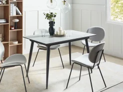 Pöydät<Beliani Ruokapoyta Jatkettava Marmorikuvio Valkoinen/Musta 120/150 X 80 Cm Eftalia