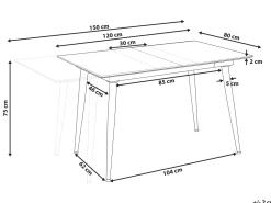 Pöydät<Beliani Ruokapoyta Jatkettava Marmorikuvio Valkoinen/Musta 120/150 X 80 Cm Eftalia
