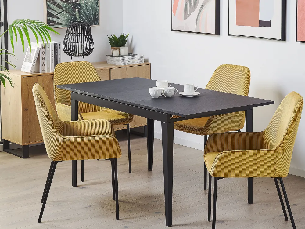 Pöydät<Beliani Ruokapoyta Jatkettava Musta 120/160 X 80 Cm Norley