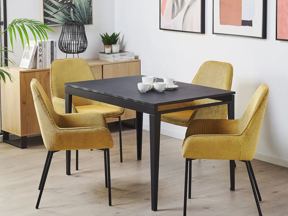 Pöydät<Beliani Ruokapoyta Jatkettava Musta 120/160 X 80 Cm Norley