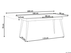 Store Beliani Ruokapoyta Jatkettava Musta 160/200 X 90 Cm Maldon