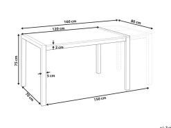 Pöydät<Beliani Ruokapoyta Jatkettava Musta 120/160 X 80 Cm Granada