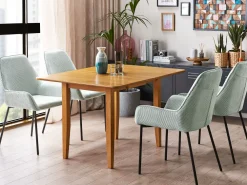 Pöydät<Beliani Ruokapoyta Jatkettava Vaalea Kumipuu 90/120 X 60 Cm Masela