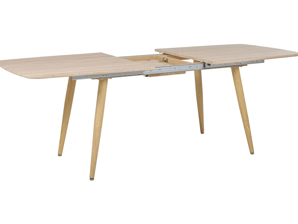 Store Beliani Ruokapoyta Jatkettava Vaalea Puu 180/210 X 90 Cm Haga