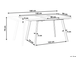 Clearance Beliani Ruokapoyta Jatkettava Vaalea Puu/Musta 140/180 X 90 Cm Harlow