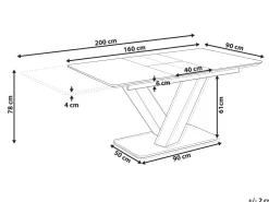 Outlet Beliani Ruokapoyta Jatkettava Valkoinen 160/200 X 90 Cm Saltum