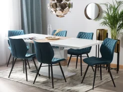 Pöydät<Beliani Ruokapoyta Jatkettava Valkoinen 160/200 X 90 Cm Santana