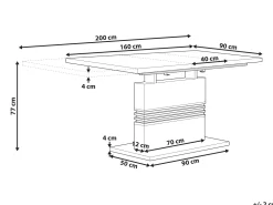 Pöydät<Beliani Ruokapoyta Jatkettava Valkoinen 160/200 X 90 Cm Santana