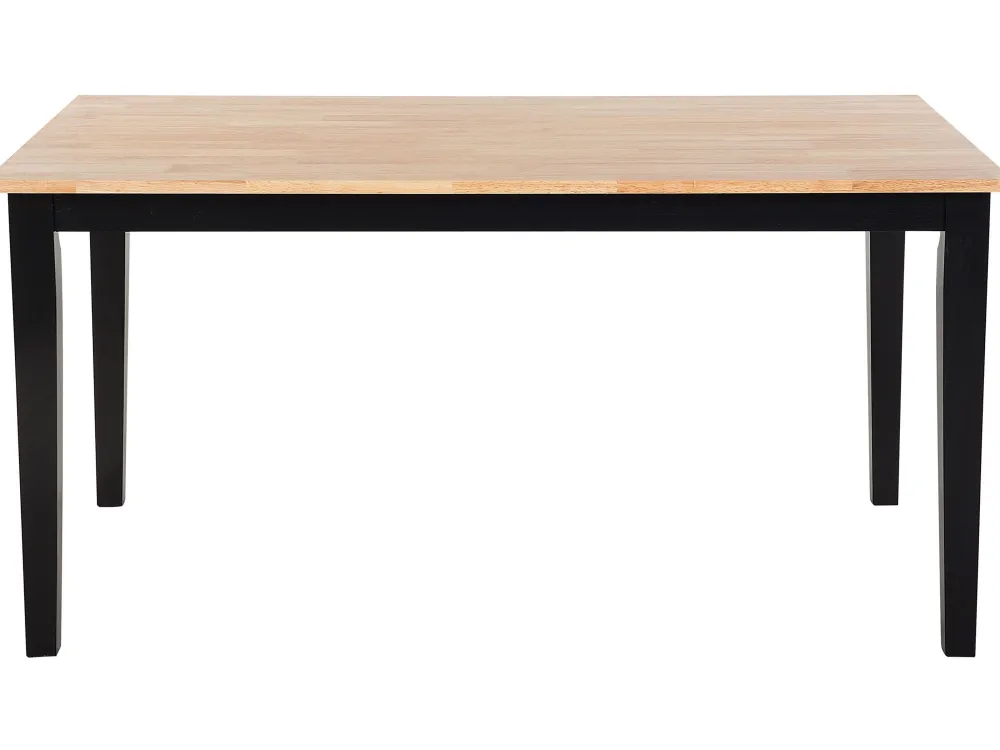 Cheap Beliani Ruokapoyta Kumipuu Vaalea Puu/Musta 150 X 90 Cm Georgia