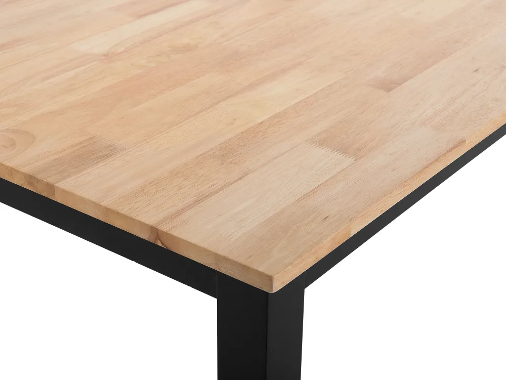 Cheap Beliani Ruokapoyta Kumipuu Vaalea Puu/Musta 150 X 90 Cm Georgia