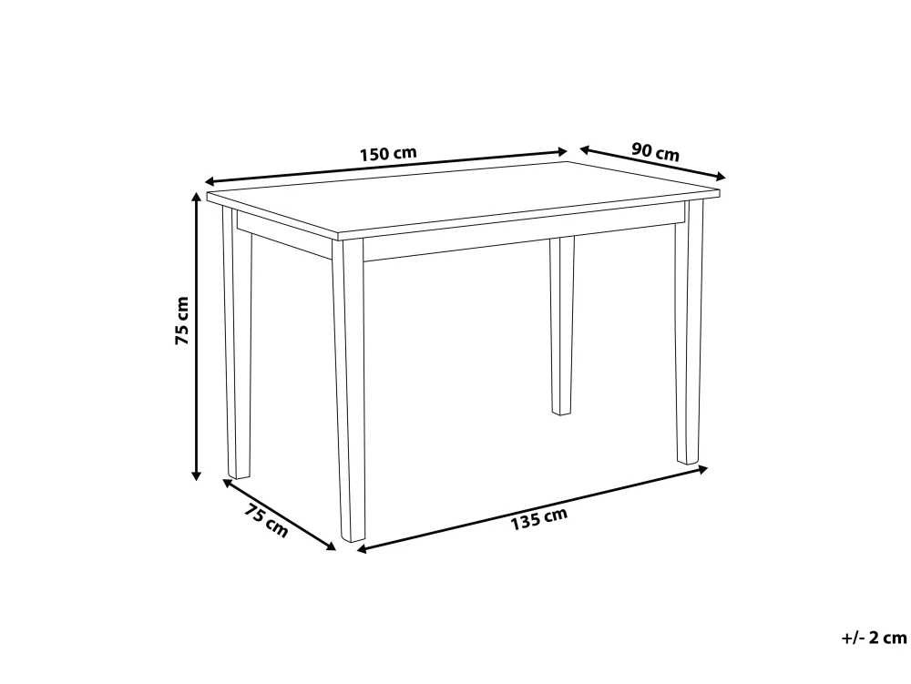 Cheap Beliani Ruokapoyta Kumipuu Vaalea Puu/Musta 150 X 90 Cm Georgia
