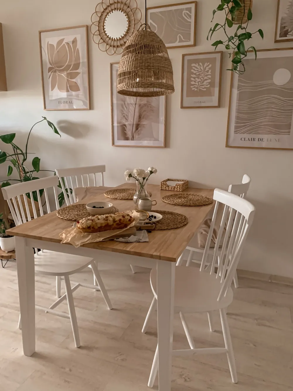 Pöydät<Beliani Ruokapoyta Kumipuu Vaalea Puu/Valkoinen 114 X 68 Cm Georgia