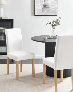 Pöydät<Beliani Ruokapoyta Kumipuu Vaalea Puu/Valkoinen 114 X 68 Cm Georgia