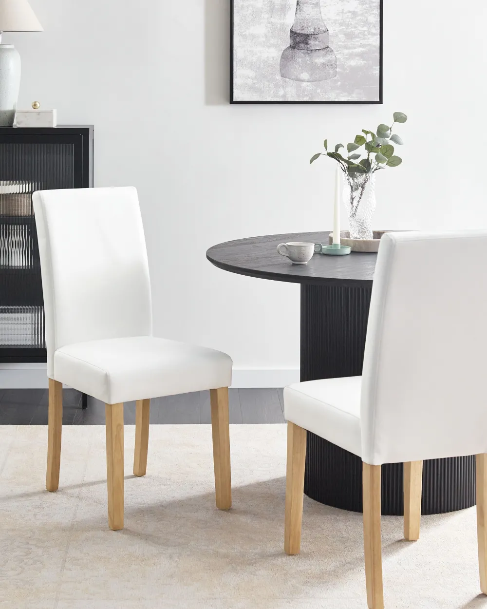 Pöydät<Beliani Ruokapoyta Kumipuu Vaalea Puu/Valkoinen 114 X 68 Cm Georgia