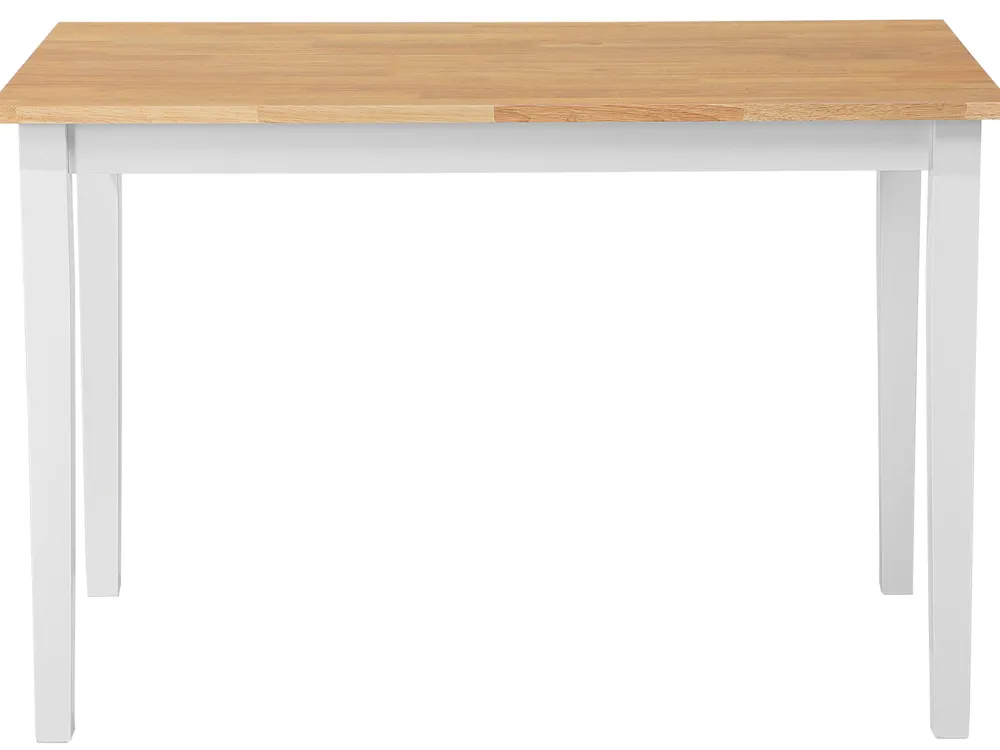 Pöydät<Beliani Ruokapoyta Kumipuu Vaalea Puu/Valkoinen 114 X 68 Cm Georgia