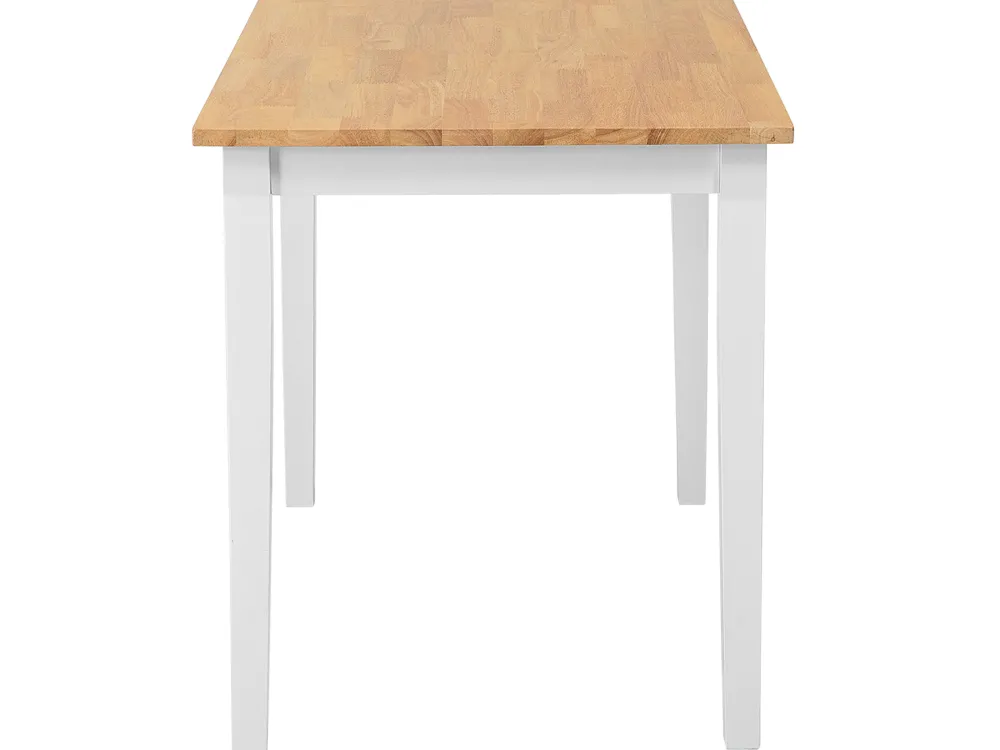 Pöydät<Beliani Ruokapoyta Kumipuu Vaalea Puu/Valkoinen 114 X 68 Cm Georgia