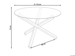 Pöydät<Beliani Ruokapoyta Lasitasolla Metalli Kirkas/Hopea 110 Cm Butler
