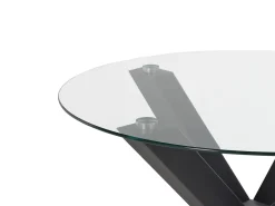 Shop Beliani Ruokapoyta Lasitasolla Rauta Musta 100 Cm Otium