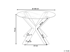 Shop Beliani Ruokapoyta Lasitasolla Rauta Musta 100 Cm Otium
