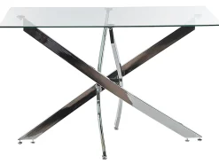 Clearance Beliani Ruokapoyta Lasitasolla Rauta Hopea 120 X 70 Cm Maramo