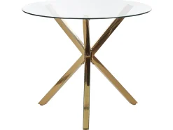 Outlet Beliani Ruokapoyta Lasitasolla Rauta Kulta 90 Cm Savoni