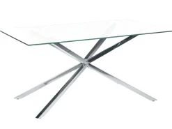 Pöydät<Beliani Ruokapoyta Lasitasolla Teras Hopea 160 X 90 Cm Cora