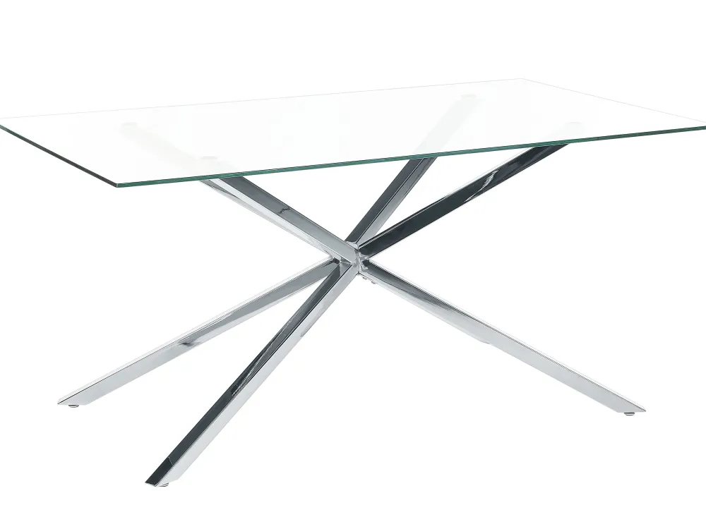 Pöydät<Beliani Ruokapoyta Lasitasolla Teras Hopea 160 X 90 Cm Cora