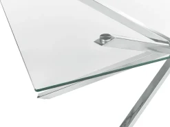 Pöydät<Beliani Ruokapoyta Lasitasolla Teras Hopea 160 X 90 Cm Cora