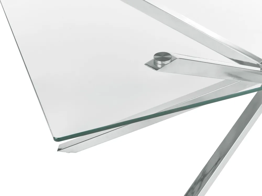 Pöydät<Beliani Ruokapoyta Lasitasolla Teras Hopea 160 X 90 Cm Cora