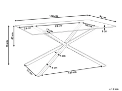 Pöydät<Beliani Ruokapoyta Lasitasolla Teras Hopea 160 X 90 Cm Cora
