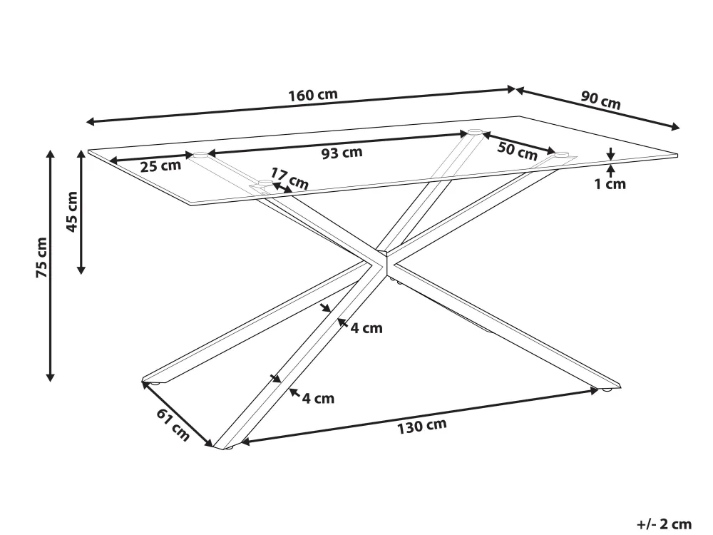 Pöydät<Beliani Ruokapoyta Lasitasolla Teras Hopea 160 X 90 Cm Cora