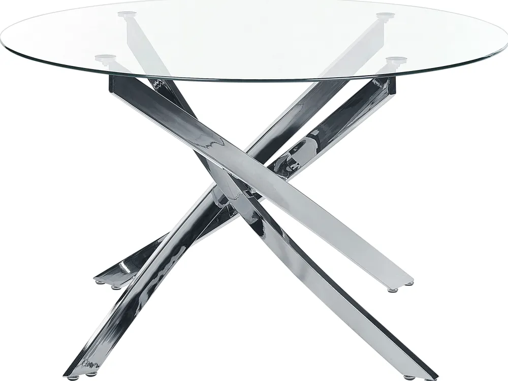 Outlet Beliani Ruokapoyta Lasitasolla Teras Hopea 120 Cm Maramo