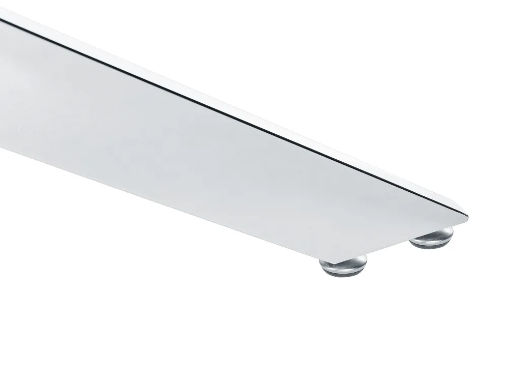 Outlet Beliani Ruokapoyta Lasitasolla Teras Hopea 120 Cm Maramo